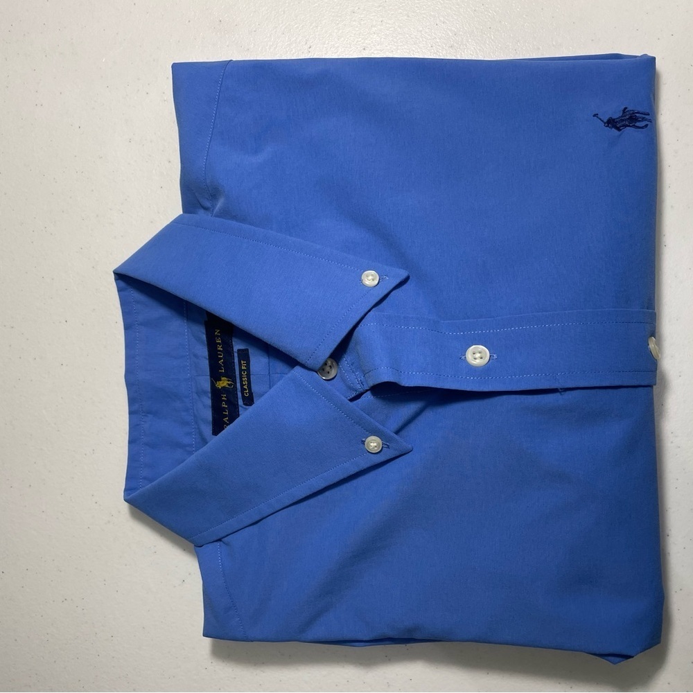 Ralph Lauren Classic Blue Button Down Shirt Size Large CB-106